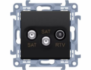 Kontakt-Simon Dvojitá satelitní anténní zásuvka SAT-SAT-RTV (modul), 1x vstup: 5 MHz-2,4 GHz, matná černá, SIMON10