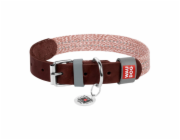 Dog collar made of natural leather and recycled material with QR code Waudog size M, width 20 mm, brown