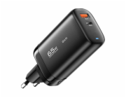 Wall charger, Essager, ECTAC-MYB01-Z, GaN,  USB-C, USB-A, 65W (black)