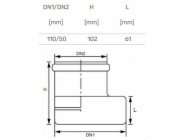 Přechod pro vnitřní kanalizaci Magnaplast Skolan, 58 x 110 mm