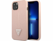 Pouzdro Guess  pro iPhone 14 6.1 růžové/růžové pevné pouzdro Saffiano Triangle Logo