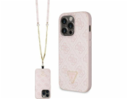 Pouzdro Guess  GUHCP14LP4TDSCPP pevné pouzdro pro Apple iPhone 14 Pro Crossbody 4G kovové logo růžové/růžové