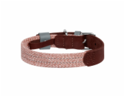 Dog collar made of natural leather and recycled material with QR code Waudog size S, width 15 mm, brown