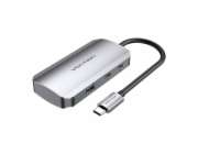 USB-C to USB-C Docking Station, 3x USB3.0, PD 0.15m Vention TNDHB, gray