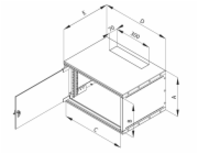 Triton RXA-09-CS4-CAX-A1 19"rozvaděč jednodíl.9U/400mm FLAT-PACK plech.dv.