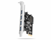 AXAGON PCEU-430RS, PCIe řadič, 4x USB 5Gbps port, SATA napájení, Renesas PD720201, SP