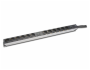 DIGITUS 19" PDU, 1U hliník, SCHUKO -> 12x CEE 7/4, jistič