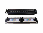 DATACOM Patch panel UTP 10" 12 port CAT5E, 2x6 pozic, 1U, zadní zářez, černý