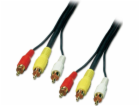 Lindy RCA (Cinch) x3 - RCA (Cinch) x3 kabel 10m černý (35...