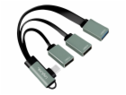 Hub USB 3.2, USB-C/M 90, až 3xUSB-A/F, 0,15 m