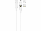 USB 2GO USB-A - USB-C + micro-B + Lightning kabel Bílá (7...