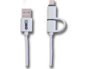 USB 2GO USB-A - microUSB + Lightning kabel 1 m Bílá (795637)