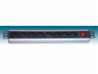 PremiumCord 19" PDU, 1.5U, 8x230V, 2m kabel Euro, vypínač