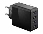 goobay 4cestná USB nabíječka (30W) černá