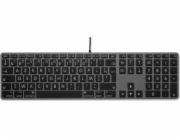 Klávesnice LMP Large Font USB Keyboard 110 kláves drátová USB klávesnice s 2x USB a hliníkovým horním krytem - francouzská AZERTY - vesmírně šedá