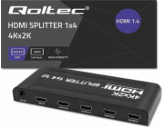 Qoltec 51798 Aktivní HDMI Splitter 4 x HDMI 4K x 2K | 3,4 Gb/s