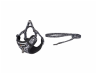 Dogness cat leash 1,5m+harness walking set (black and white)