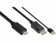 AV adaptér Alcasa Kabelový adaptér Alcasa HDMI-DP020 2 m HDMI Typ A (standardní) DisplayPort černý