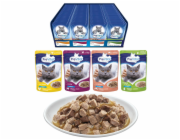 PREVITAL Cat Food Mix 4 Příchutě Kuře, Telecí, Losos, Drůbež – mokré krmivo pro kočky – 96 x 100 g