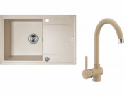 Laveo SBEA411T dřez MEGALO GRANITE SINK BEIGE 50X78CM 1 COM + OC, SIPHON + BATERIE BKZ_468K // ZL.KUCH.SBEA411T