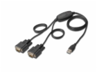 Adaptérový kabel Digitus USB 2.0, USB-A samec > 2x sériov...