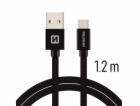 Swissten Datový Kabel Textile Usb / Usb-C 1,2 M Černý