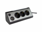 REV LIGHT SOCKET 3-fold Multiple Socket Outlet +2x USB