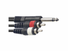 Stagg SYC3/P2CM E, propojovací kabel 2x RCA - Jack 6,3 mm...