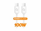 Datový kabel ALIGATOR POWER 100W, USB-C/USB-C 5A, 1,5m bílý