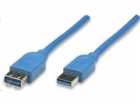 MANHATTAN Kabel USB 3.0 A-A prodlužovací 1m, modrý