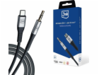 3mk audio kabel - AUX Cable USB-C - Jack 3,5 mm, 1m, černá