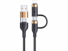 Usams USB-A – USB-C + Lightning kabel 1,2 m černý (Usa001...