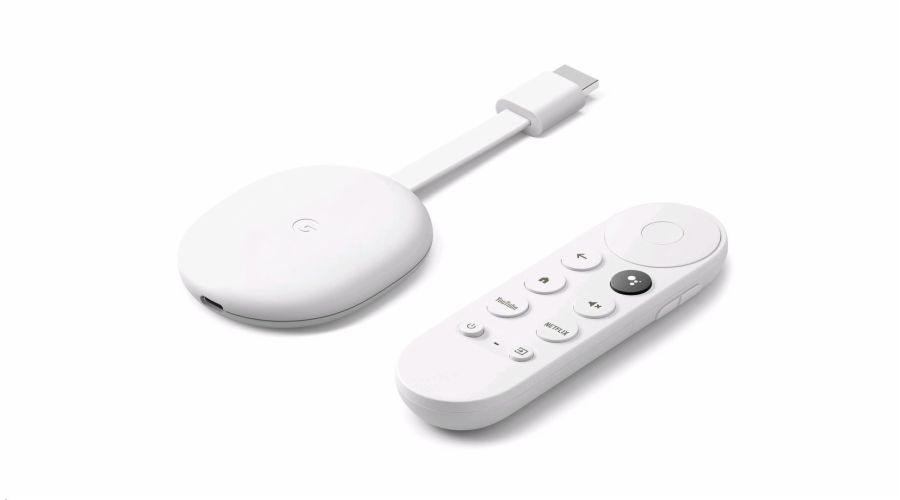 Google MMC Chromecast 4 HD/ Google TV/ Full HD/ 1920x1080/ USB-C/ HDMI/ Wi-Fi/ Google Android TV OS/ USB adaptér/ bílý