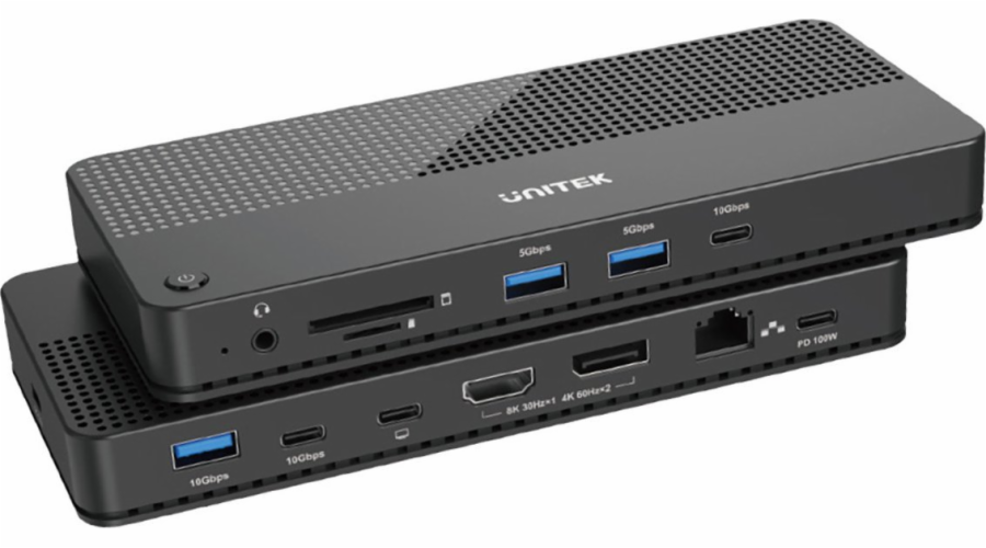 Station/Replicator Unitek Unitek USB Docking Station 4 12in1, HDMI/DP 8K, 4x USB-C, 3xusb-A, SD, PowerDelivery 100W