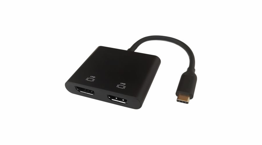 DELTACO Adaptér USB Type C/2x HDMI, černý