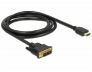 Delock - Kabel adaptéru - jeden spoj - DVI-D s piny (male) do HDMI s piny (male) - 2 m - trojnásobně stíněný - černá - křídlové šrouby