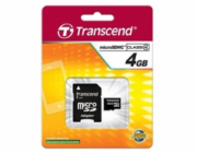 TRANSCEND MicroSDHC karta 4GB Class 4 + adaptér