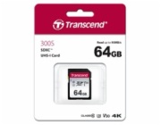 TRANSCEND SDXC karta 64GB 300S, UHS-I U3 V10 (R:100/W:25 MB/s)