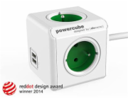 Zásuvka prodluž. PowerCube EXTENDED USB, Green, 4 rozbočka, 2x USB, kabel 1,5m