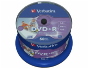 1x50 Verbatim DVD+R 4,7GB 16x Speed, wide printable NON-ID