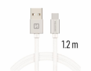 Swissten Datový Kabel Textile Usb / Usb-C 1,2 M Stříbrný