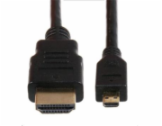 Kabel Raspberry propojovací Micro HDMI (M) na HDMI (M), černý, 1,8m