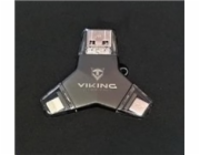 Viking USB Flash disk 3.0 4v1 s koncovkou Lightning/Micro USB/USB/USB-C, 128 GB, černá