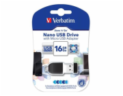 VERBATIM Flash disk Store  n  Stay NANO/ 16GB/ USB 2.0 + OTG adaptér/ černá