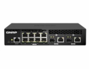 QNAP řízený switch QSW-M2108R-2C (8x 2,5GbE RJ45 a 2x kombo 10GbE SFP+/RJ-45, malá šířka)