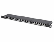 Intellinet Patch panel 24 port Cat6A, stíněný FTP, černý, 0.5U