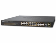 Planet GS-4210-24P2S Planet GS-4210-24P2S PoE switch L2/L4, 24x 1000Base-T, 2x SFP, Web/SNMPv3, VLAN,ext 10Mb/s, 802.3at-300W