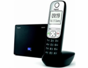 SIEMENS GIGASET A690 - DECT/GAP bezdrátový telefon, displej, handsfree, seznam 100 čísel, barva černá/ stříbrná