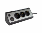 REV LIGHT SOCKET 3-fold Multiple Socket Outlet +2x USB