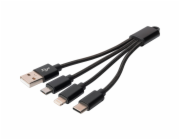 DIGITUS 3-in-1 kabel USB-A + Lightning + Micro USB + USB-C